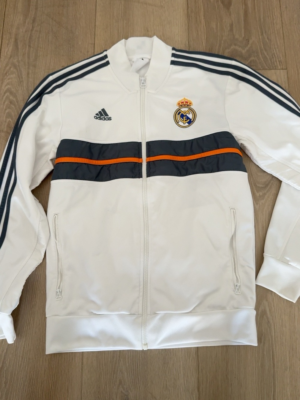 Adidas Real Madrid Track Jacket White Navy Orange Full Zip Small